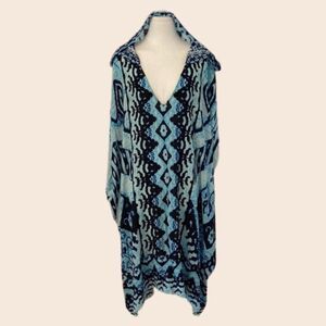 Blue Rococo Sand Blue Embellished Hooded Kaftan Size Small